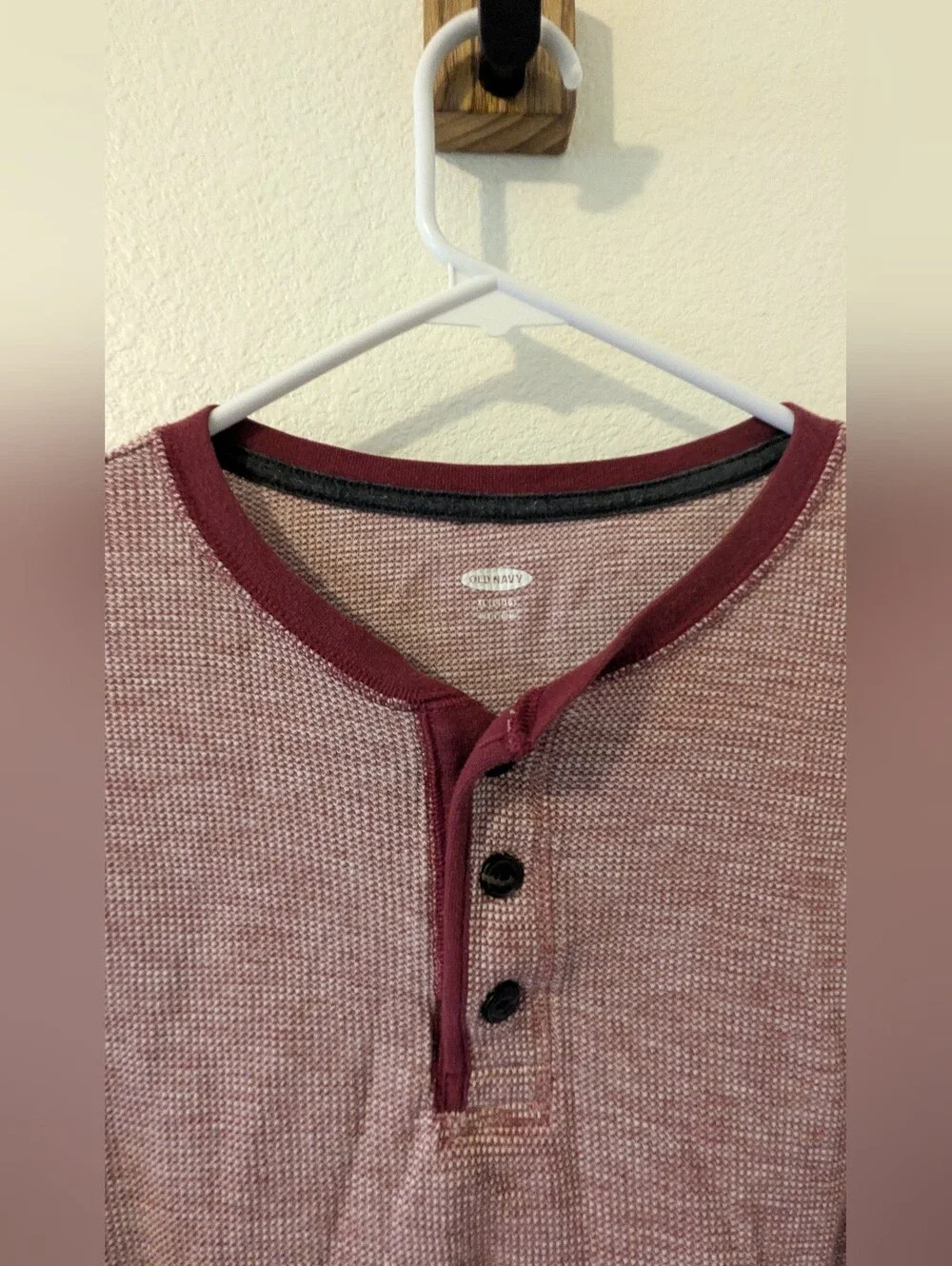 Old Navy Boys XL 14/16 Burgundy Waffle Knit Thermal Henley